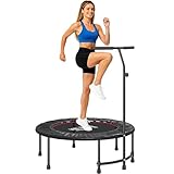 HOMCOM 40' Fitness Trampoline, Mini Trampoline Bungee Rebounder with Adjustable Handle for Indoor Exercise Workout, Black