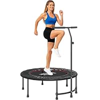 HOMCOM 40 Fitness Trampoline, Mini Trampoline Bungee Rebounder with Adjustable Handle for Indoor Exercise Workout, Black