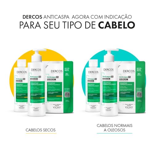 Vichy, Refil Dercos Shampoo Anticaspa para Cabelos Normais a Oleosos, 200ml