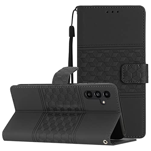 Vogu'SaNa Étui de protection compatible avec Samsung Galaxy A13 5G avec compartiment pour cartes - Fonction support - Portefeuille en cuir synthétique - Étui à rabat magnétique - Noir Cover