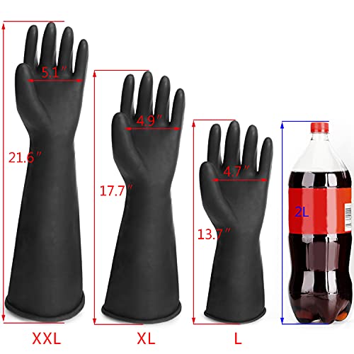 ENPOINT Safety Work Gloves for Men, 3 Pairs Chemical Resistant Elbow Length Gloves, Heavy Duty Rubber Industrial Glove for Cleaning Aquarium, Pool, Chemistry Laboratory, 18\" Long, Extra Large
