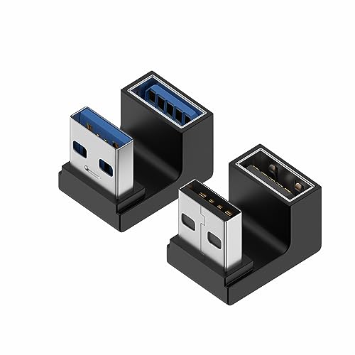 Leloco 2 connettori angolari USB a forma di U a 180 gradi, USB 3.2 adattatore angolare maschio a femmina 10 Gbps 5 V/3 A, ricarica rapida e trasferimento dati per U Stick, cavo, laptop, tastiera, ecc