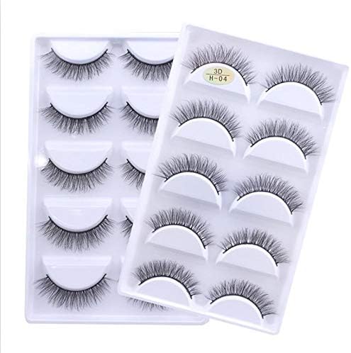 LBLMS 5 Pairs 3D Mink Hair Natural Cross False Eyelashes Long Messy ...