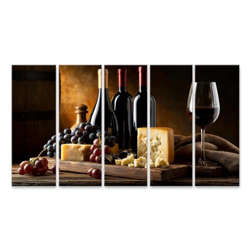 Impression sur toile rustique vin et fromage déco salle à manger XXL