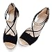 Hee Grand Women Roman Style Open Toe Cross Strap Flat Sandals US 7.5 Black