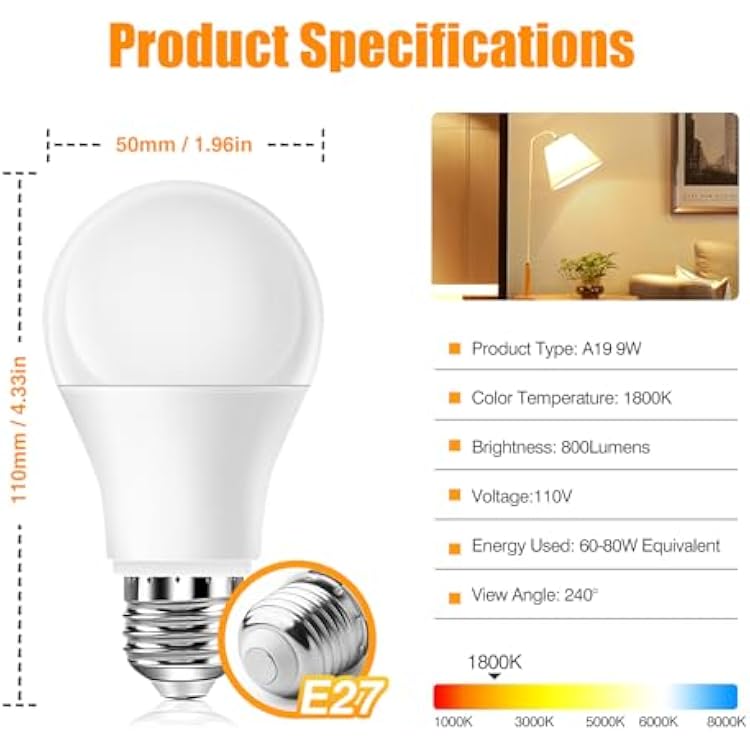 Neporal Rechargeable Light Bulbs + Amber Warm Light Bulbs