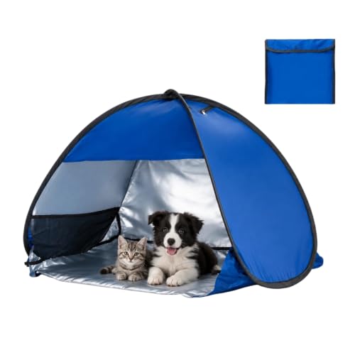 AnBoxiaodian Pop Up Zelt Sonnenschutz Reise Klein 80X48X55CM Strandmuschel Hundestrandzelt Sonnenschutz Strandmuschel Pop Up Mini Hund Pop Up Zelt Mini Mit Aufbewahrungstasche - Blau