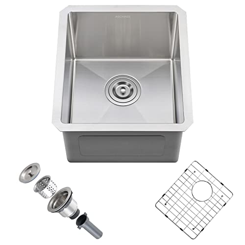 Aschael Bar Sink Undermount,15X17X10 Inch Undermount Kitchen Sink 16 Gauge Stainless Steel Sink Single Bowl Kitchen Sink Small Bar Prep Sink Deep Rv Sink #TOP14