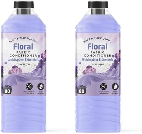 Descubre el Secreto para Ropa Suave y Fresca con By Amazon Suavizante, Floral, 80 Lavados (Paquete de 2) - Acondicionador que Revoluciona la Fragancia en Tus Prendas