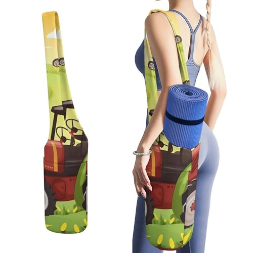 Sac de tapis de yoga en toile imprimé tracteur avec grande capacité de rangement mixte