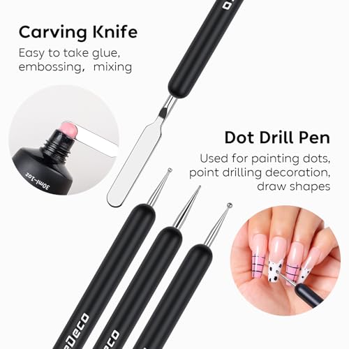 Nicedeco Lot de Pinceau Nail Art 9 Pièces Brosses à Ongles Double Extrémité Dotting Pen Dessin Stylo Ensemble Outil À Ongles pour Décoration – vue 4