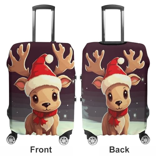 Cute Christmas Reindeer Luggage Cover, Washable Elastic Suitcase Cover Protector Fit 18-32 Inch Luggage3