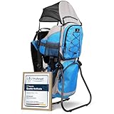 DROMADER Zaino Porta Bambino Montagna - Zaino Porta Bimbo fino a 22kg con Parasole, Parapioggia, Tasca Isolante, Materassino Fasciatoio - Telaio Pieghevole con Una Mano - Blu
