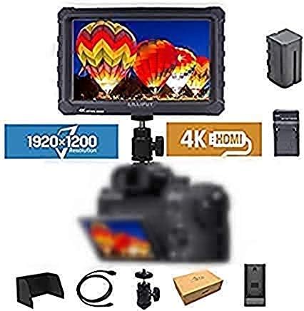 A7S 7" 1920x1200 IPS Screen Camera Field Monitor 4K HDMI Input Output Video for DSLR Mirrorless Camera Sony A7S II A6500 Panasonic GH5 Canon 5D Mark IV DJI Ronin M Black case Exclusively