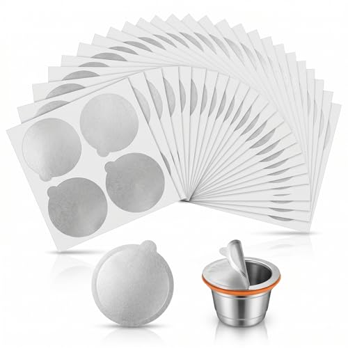 100 Pièces Couvercles en Papier Aluminium 37mm pour Capsules D’espresso Réutilisables Opercule,Opercule Capsule,Opercule Capsule Caps Me,Capsule Autocollant Compatible avec (Argent)