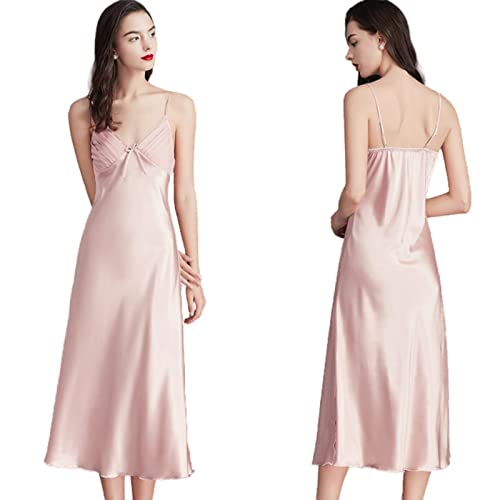 SERUMY Robe de chambre chemises de nuit pour femmes longues sans manches robes de nuit lingerie robe de nuit chemise de nuit pour femmes - Rose, XL Cover