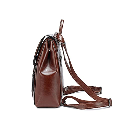 Bolsa feminina de couro genuíno moda mochila de couro de cera de óleo mochila feminina high-end (Mar