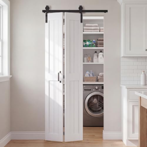 Image of 32'' x 84'' White Bifold Barn Door with Hardware Kit Included