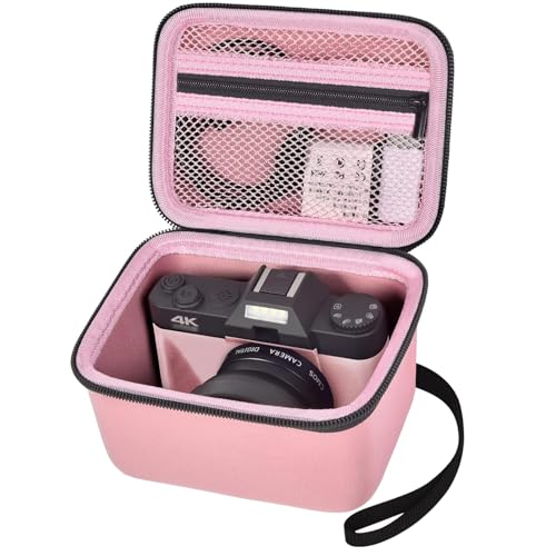 Vlogging Camera Case Compatible with for Duluvulu/for VJIANGER/for JGIPL/for TEBNGIHNM 4K Digital Cameras for Youtube. Vlog Camera Carrying Storage for Lens, Cable and Other Accessories - Pink
