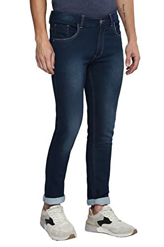 Image of Allen Cooper Slim Mid Rise Stretchable Denim Jeans for Men