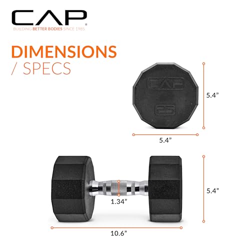 Image of CAP Barbell Coated Hex Dumbbell Weight - Single | 10-120 lbs | Multiple Options