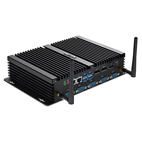 HISTTON New 8th Gen DDR4 fanless industrial mini pc core i5 8250U 16GB RAM 128GB SSD 1TB HDD, 2 Intel Nuc Lan HDMI DP EDP LPT Quad Core Fanless computer Server, support Linux/Ubuntu Cover
