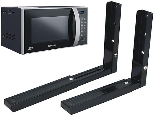 NE Furniture Heavy Duty Oven & Microwave Wall Mount Stand Universal Wall Bracket/Shelf/Holder/OTG Wall Stand for Kitchen with Foldable & Length Adjustable Mechanism (Black Wenge)