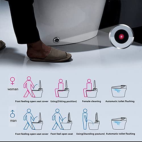 Smart Toilet, One Piece Toilet With Heated Seat, Modern Smart Bidet Toilet With Auto Flush, Auto Open/Close, Warm Water And Dry, Multi Function Remote Control (B) #TOP7