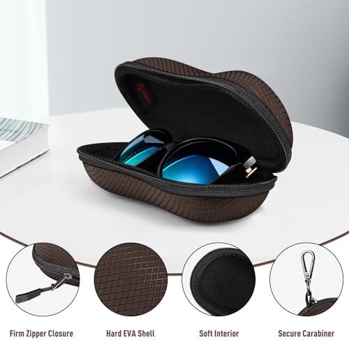 Image of FINTIE Sunglasses Case, Hard EVA Shell Shockproof Sport Glasses Case with Metal Carabiner Travel Zipper Eyeglasses Holder