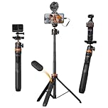 K&F CONCEPT Trepied Smartphone et Appareil Photo 159cm 2-en-1, Perche à Selfie Extensible avec Télécommande Bluetooth, Compatible avec iPhone GoPro Samsung Canon Nikon Sony