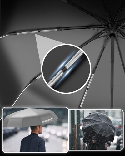 Image of ISABRELLA Umbrella for Women - 10-Rib Folding Umbrella with UV Protection, Black Coating, Wind & Rain Resistant, Safe Close Design, Durable, Lightweight, and Compact for Travel