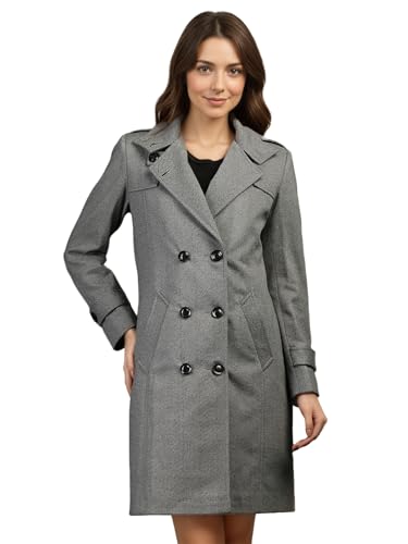 Image of CHKOKKO Women Classic Long Winter Coat Double Breasted | Knee Length Design with a Sophisticated Spread Collar and Convenient Front Pockets for All Occasions