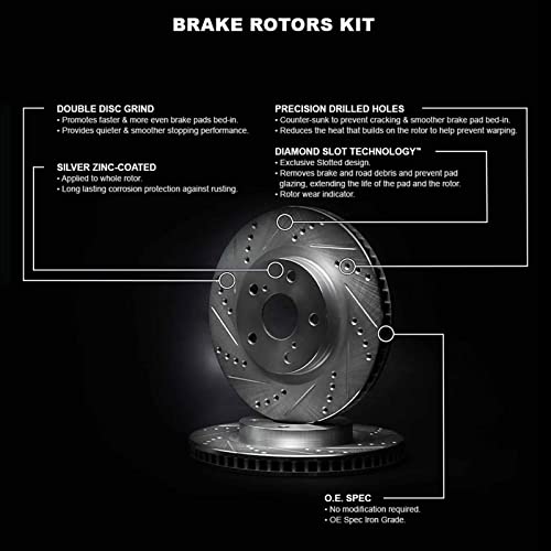 R1 Concepts Front Brake Rotors For 1969-1978 Cadillac Eldorado, Oldsmobile Toronado| Drilled Slotted Disc Brake Rotors| Brakes and Rotors Brakes and Rotors - Thumbnail 4