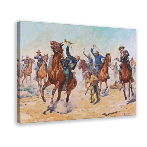Affiches de Charles Schreyvogel sur toile avec cadre de suspension haut de gamme