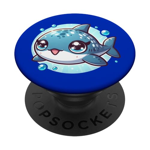 Cute Kawaii Whale Shark Anime Blue Ocean Sea Animal Fun PopSockets Adhesive PopGrip