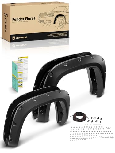 YHTAUTO Front & Rear Fender Flares w/Hardware Kit Compatible with 2022-2026 Toyota Tundra, Pocket Bolt-Riveted Style Shiny Black Wheel Flare Cover Protector