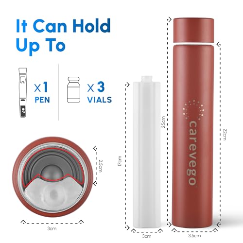 Image of MiniGo 16H Single Pen Insulin Cooler Travel Case with Biogel Ice Pack- Diabetes Organizer and Medicine Cooler Compact Travel Case (Mahogany)