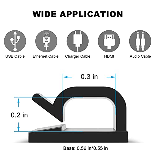 60 PCS Adhesive Cable Clips, Upgraded Wall Wire Clips for Cable Management, Strong Cord Clips Wire Holders for The Wall, Under Desk, Christmas Lights, Car, Dash Cam, Ethernet, Electric Wires Small by TidyHelper - Image 2