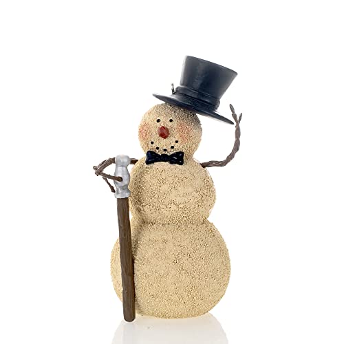 Snowman With Cane Winter White 4 Inch Resin Stone Christmas Figurine Ornament #TOP1