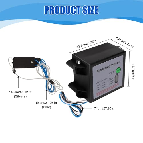 Trailer Breakaway Kit,Trailer Brake Battery Box,12V Electric Brakes Breakaway Controller Kit LED Test Break Away System Universal For Vehicle Caravans Without Battery by Tbest - Image 4
