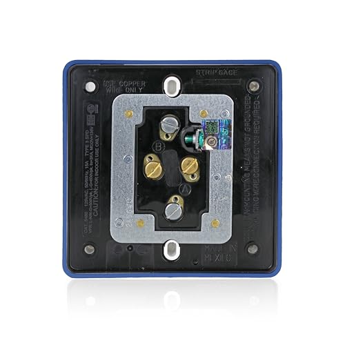 Image of Surge Protective 4-in-1 Receptacle with Indicator Light, 20 Amp, 125 Volt, Heavy-Duty Industrial Specification Grade, Straight Blade Quadruplex Outlet, Grounding, Blue, Leviton 5490-BU