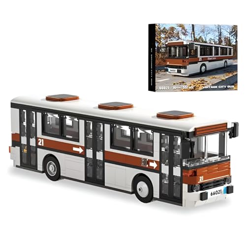 Stadt Bus Bausteine Bausatz 552 PCS Retro Stadtverkehr Klemmbausteine STEM Fahrzeuge Modell Spielzeug Geschenk für Erwachsene Teenager ab 14 Jahren