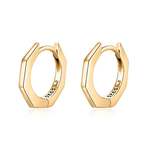 Pendientes de Plata de Primera Ley (S925) Aros en Forma Geométrica con Estilo Retro y Minimalista. Pendientes acabados en Plata o Baño Oro 18K. Regalo Cumpleaños. Joyería para mujer.