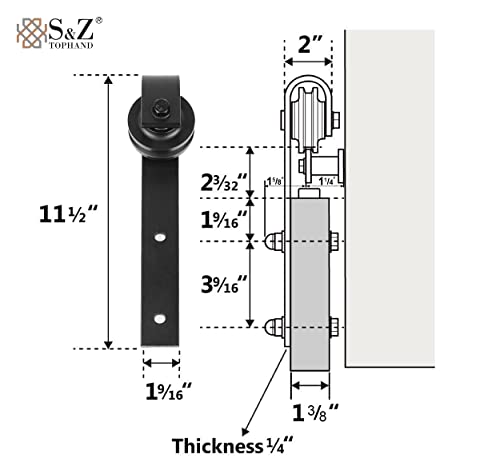 Image of S&Z TOPHAND 8 FT (4-17FT) Classic Sliding Barn Door Hardware Kit Whole Set, 12'' Door Handles,Easy to Install, Perfect for Kitchen,Living Room, Bathroom