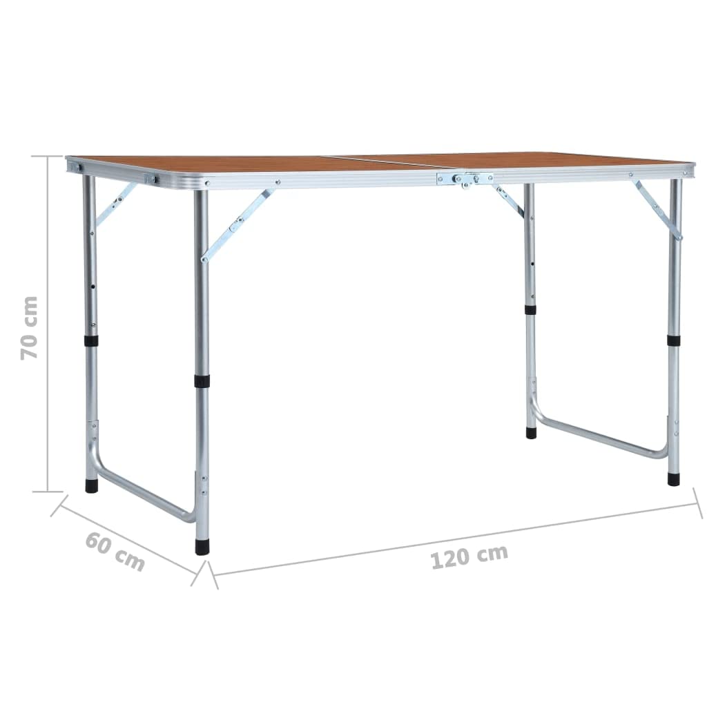 Grau klappbarer Campingtisch aus Aluminium und MDF x, höhenverstellbar bis, mit Tragegriff für Picknick, Balkon, Terrasse, Garten und Campingreisen