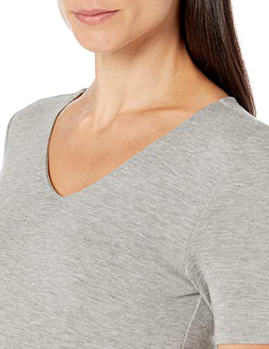 Amazon Essentials Women's Maternity Short-Sleeve Rouched V-Neck T-Shirt, Pack Of 2, Light Grey Heather/White, X-Large #TOP3