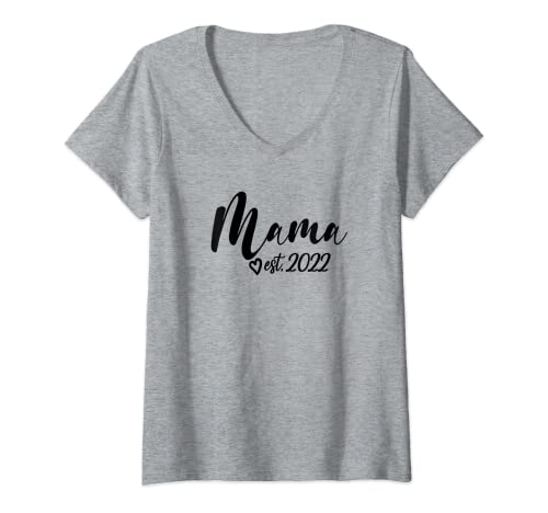 Mujer Mama Est. 2022, Nueva Mamá Día de la Madre Mujeres Daddy Matching Camiseta Cuello V
