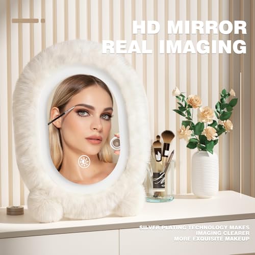 Espejo de maquillaje LED redondo de 15.8"×11.8" miniatura 4