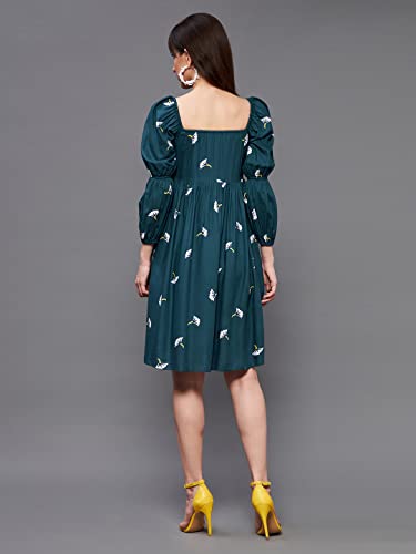 Image of Miss Chase Women's Round Neck Sleeveless Polyester Ruffled Knee- Length Dress