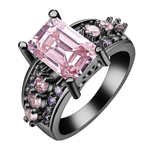 Anneaux de mariée pour les femmes en zircone rose et bague émeraude